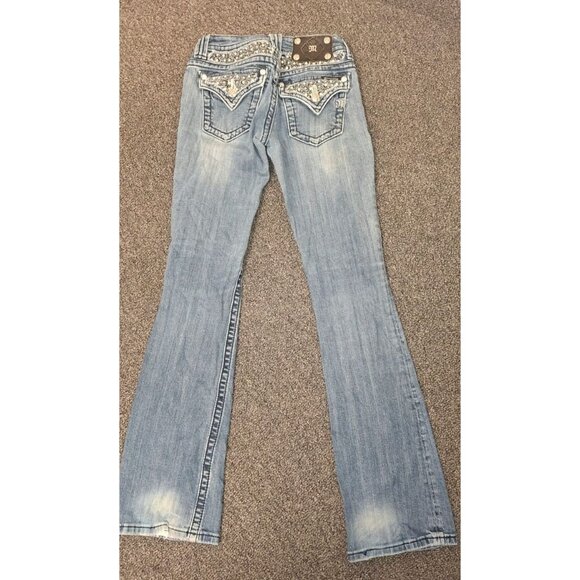 Miss Me JP6152B Jeans Women's 25x31 Bootcut Embellished Bling Pockets Stretch - Picture 1 of 4